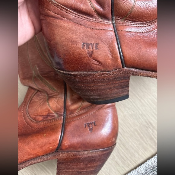 Frye Tan Leather Western Cowboy Boots - Picture 8 of 9